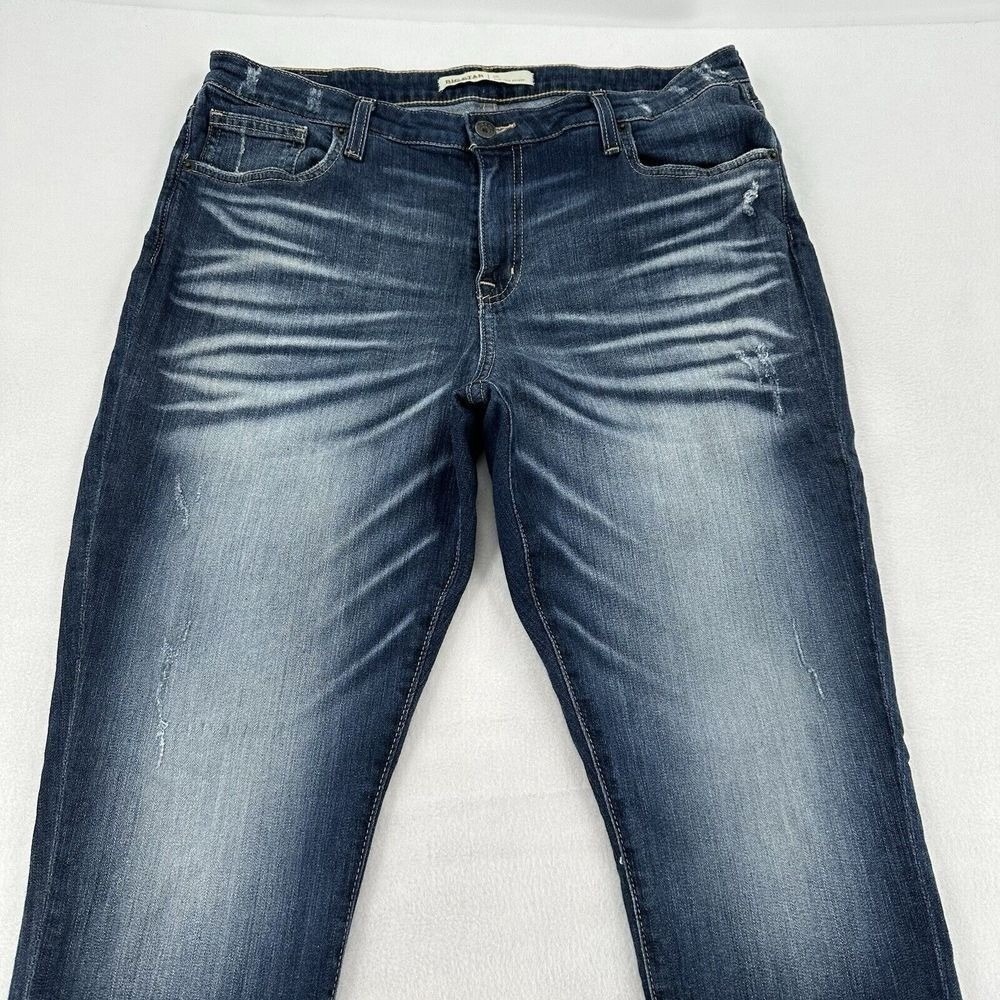 Big Star Liv Size 33R Mid Rise Skinny Jeans Dark Wash Womens Western Whiskered - Picture 2 of 9